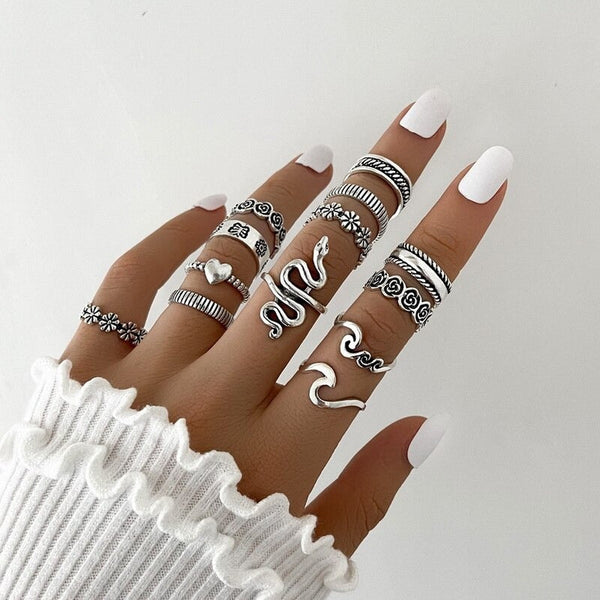 Silver Love Ring Set