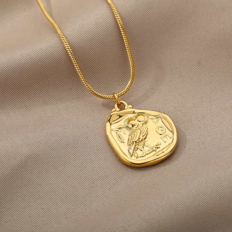 Vintage Owl Coin Necklace