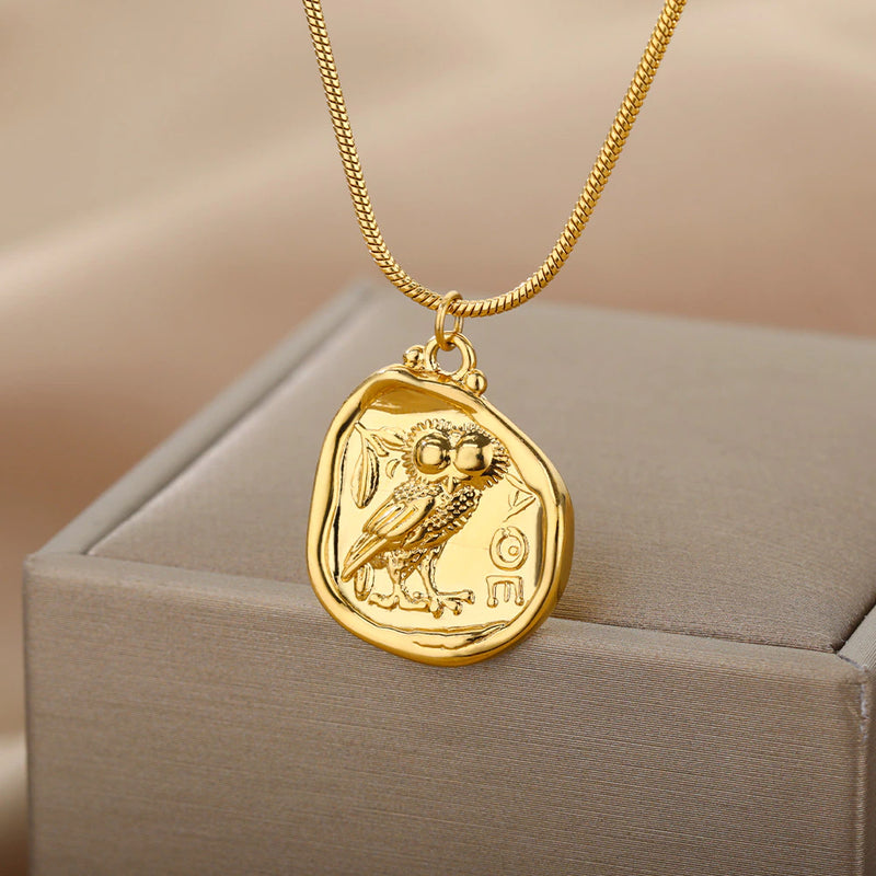 Vintage Owl Coin Necklace